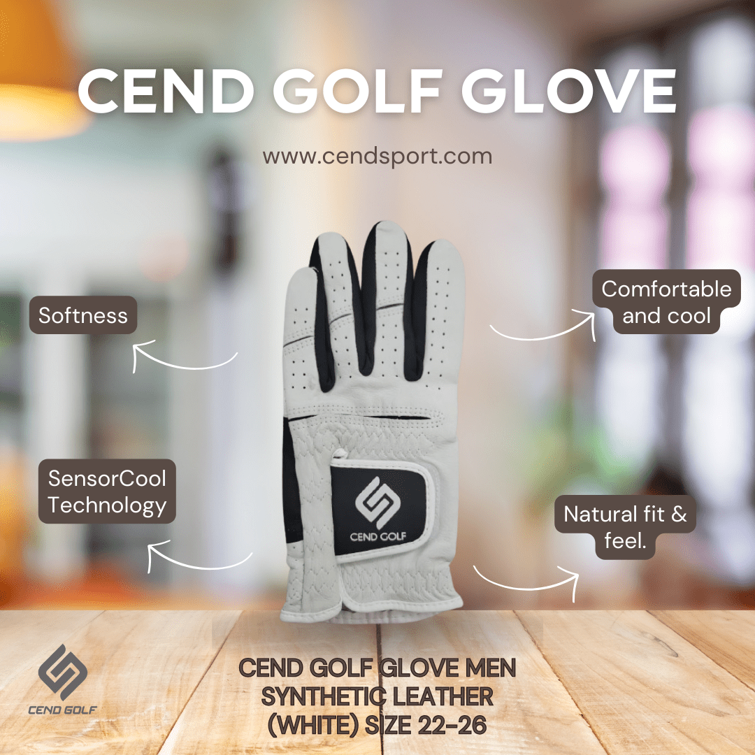 CEND Golf Men's Leather Glove (Synthetic Leather 02 White Black)