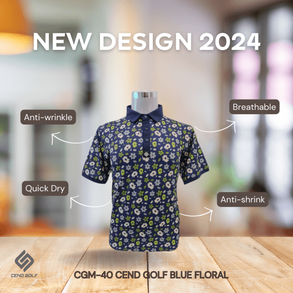CEND Golf Men T-Shirt (Blue Floral)