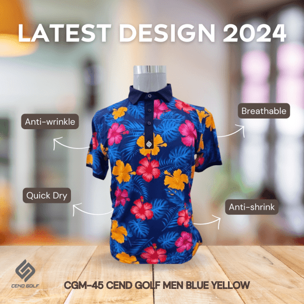 CEND Golf Men T-Shirt (Blue Yellow)