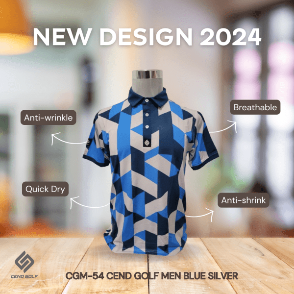 CEND Golf Men T-Shirt (Blue Silver) CGM-54