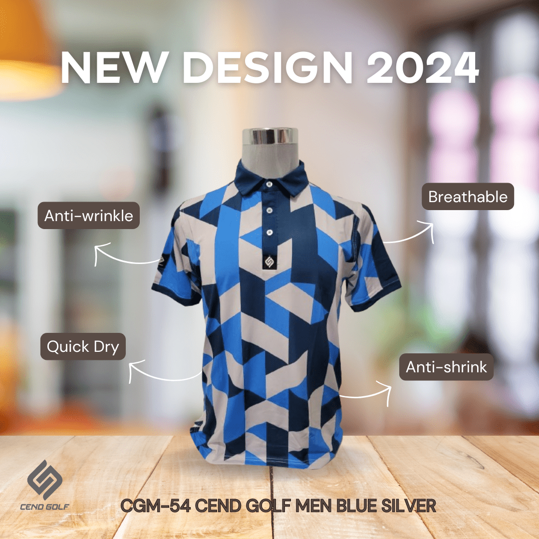 CEND Golf Men T-Shirt (Blue Silver) CGM-54