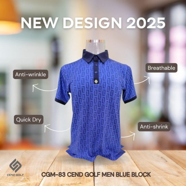 CEND Golf Men T-Shirt (Blue Geo) CGM-83
