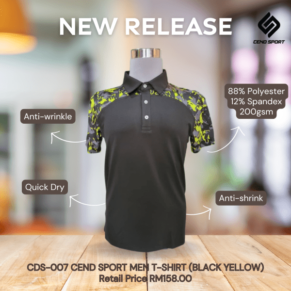 CGS-007 Cend Sport Men T-Shirt Athlete Pro (Black Yellow)