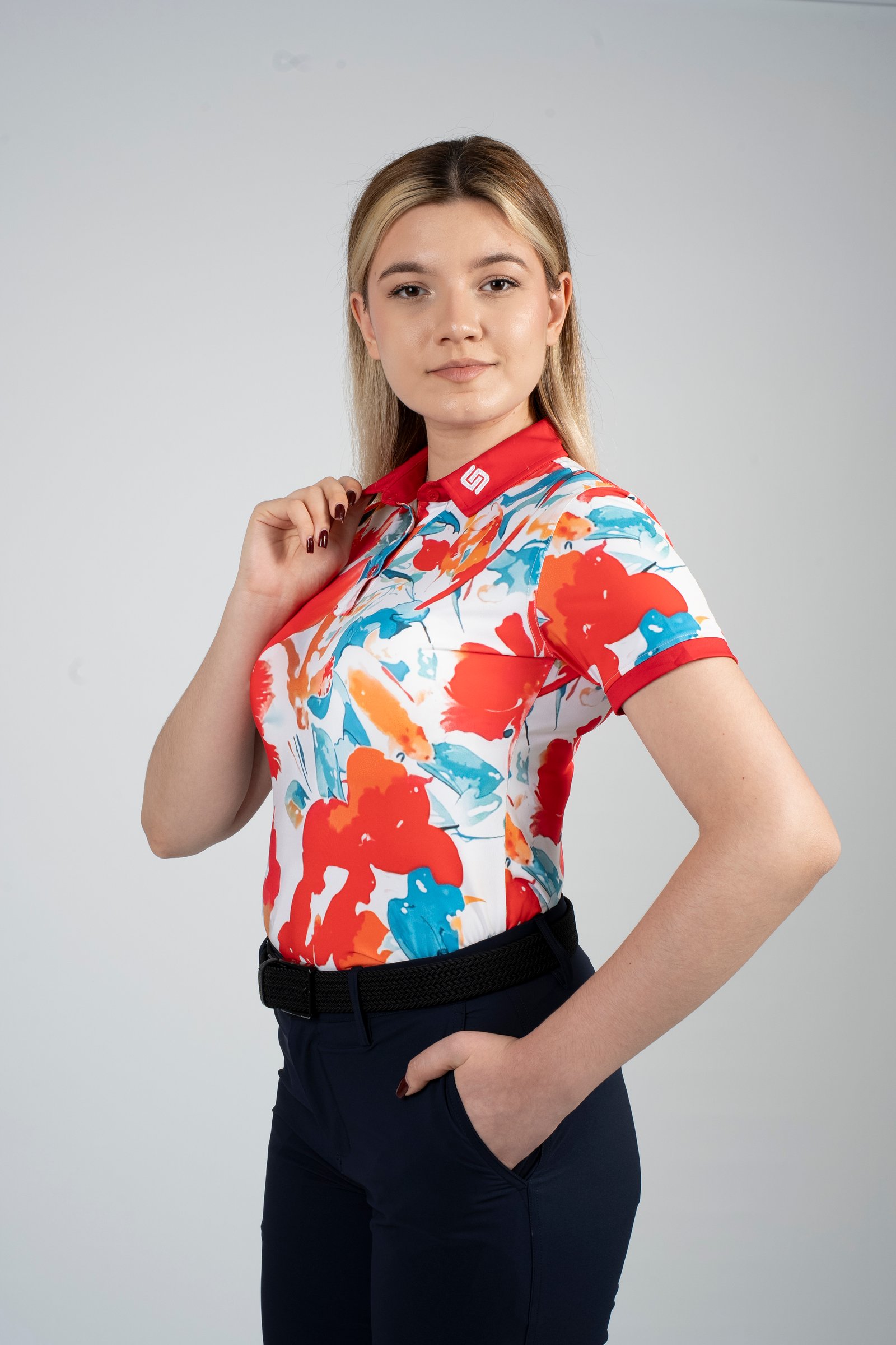 CEND Golf Women T-Shirt (Red Floral) CGW-20