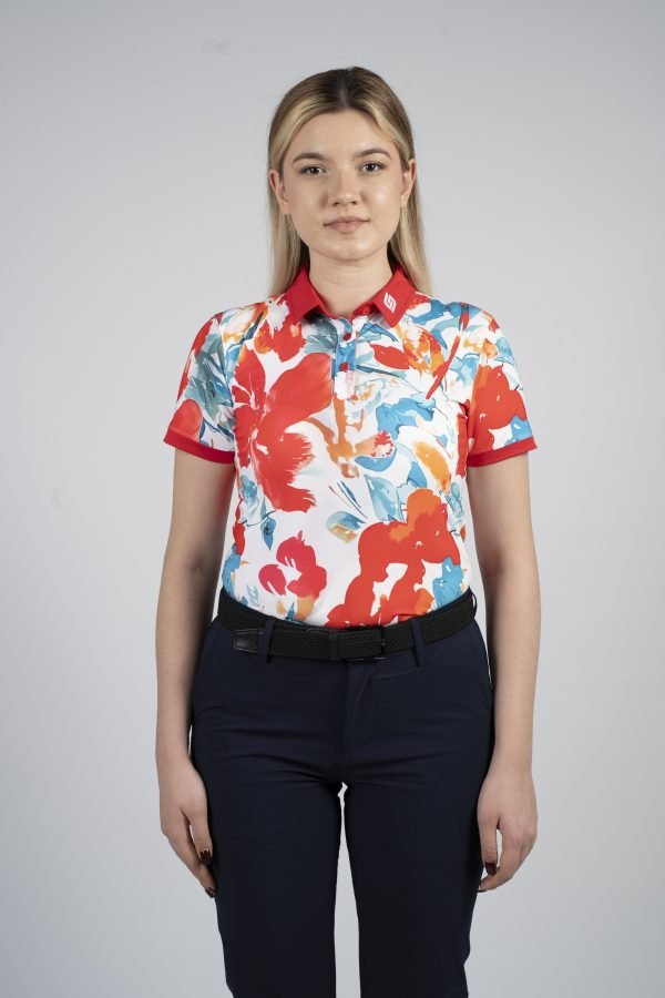 CEND Golf Women T-Shirt (Red Floral) CGW-20